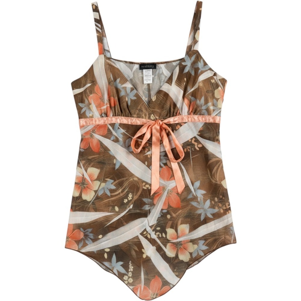 HeRSTORY Floral Handkerchief Hem Boho Tank Top XL Cottagecore